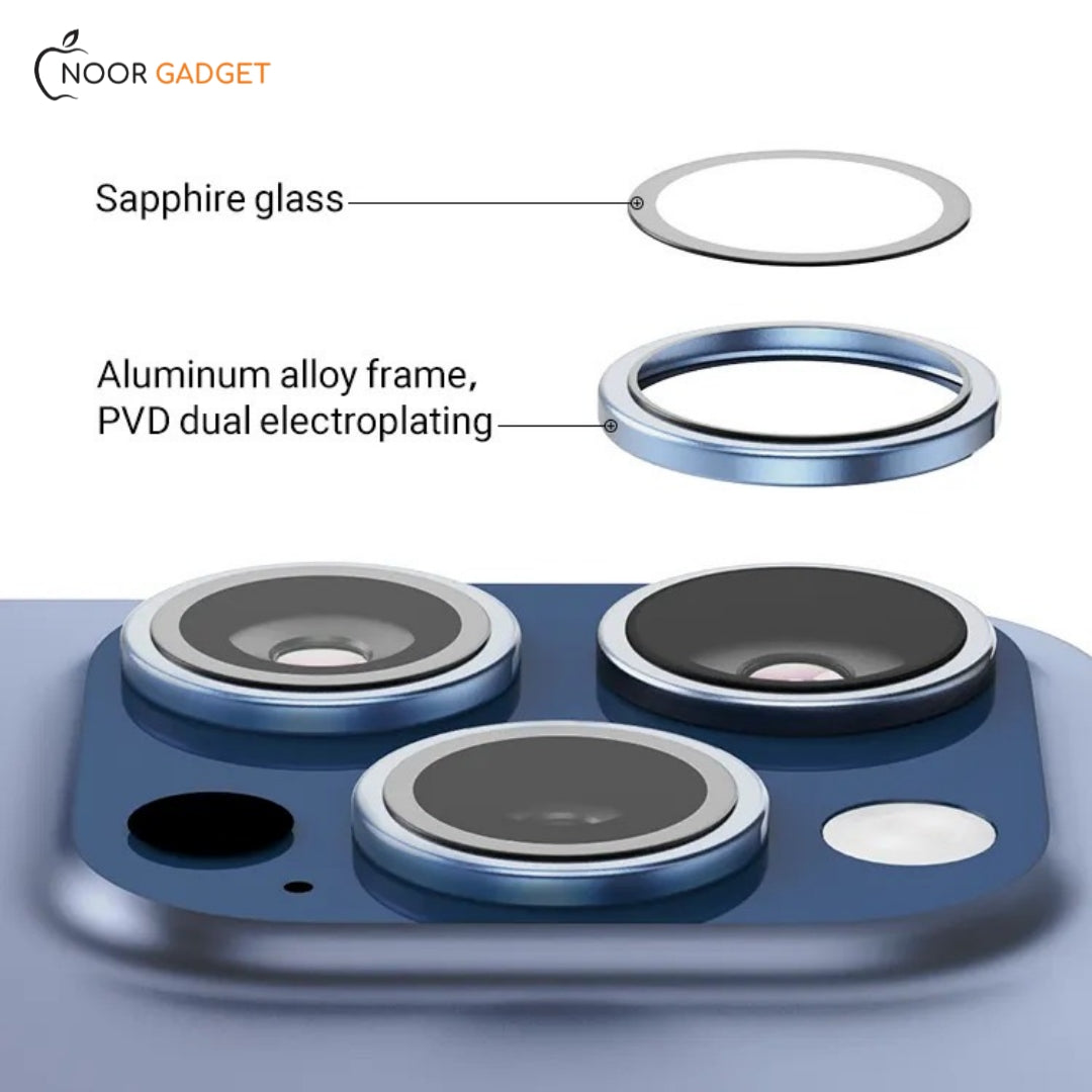 Sapphire Glass iPhone Camera Lens Protector (12 to 16 Pro Max) - 9H Hardness, 2X Explosion-Proof
