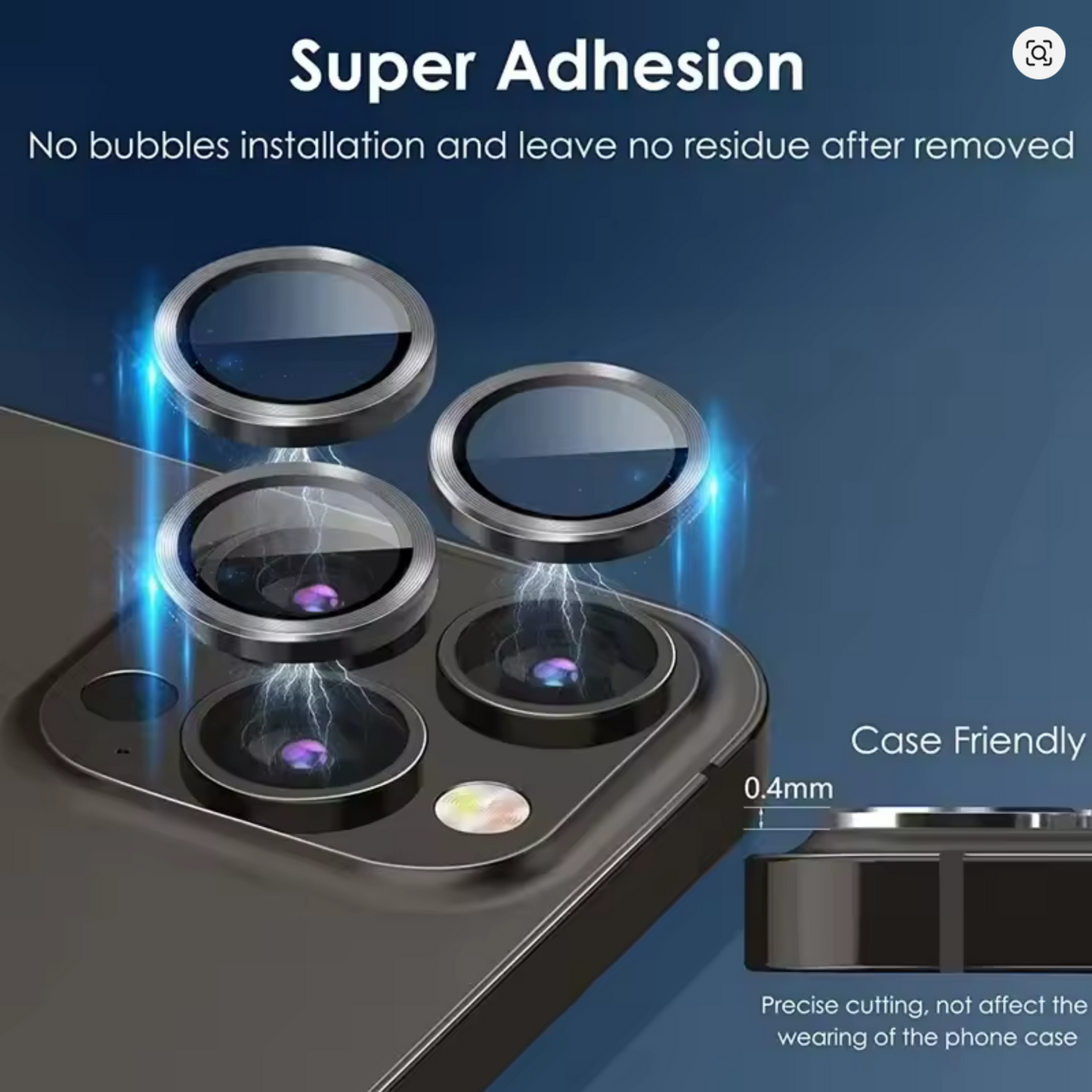 Sapphire Glass iPhone Camera Lens Protector (12 to 16 Pro Max) - 9H Hardness, 2X Explosion-Proof