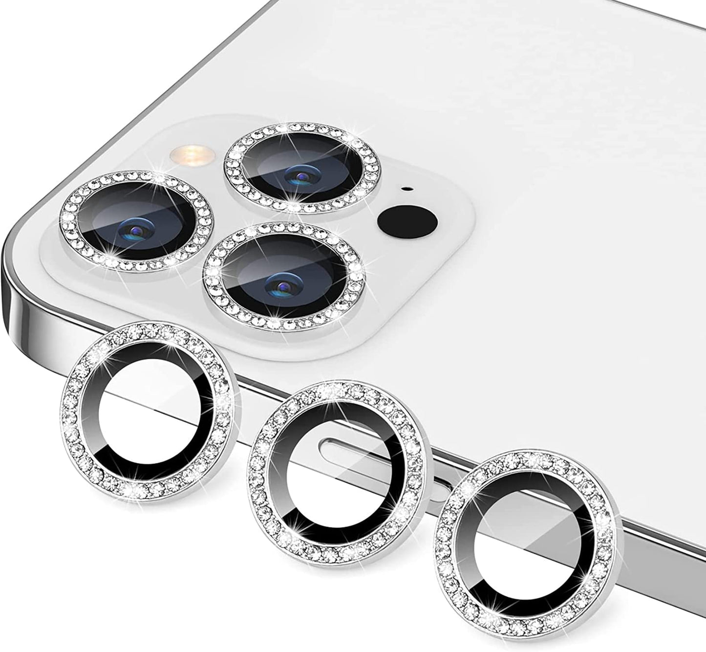 Original Stone Diamond Fancy Sapphire Glass Camera Lens Protector for iPhone 12 to 16 Pro Max – Premium 9H Tempered Glass, Anti-Scratch & Shockproof