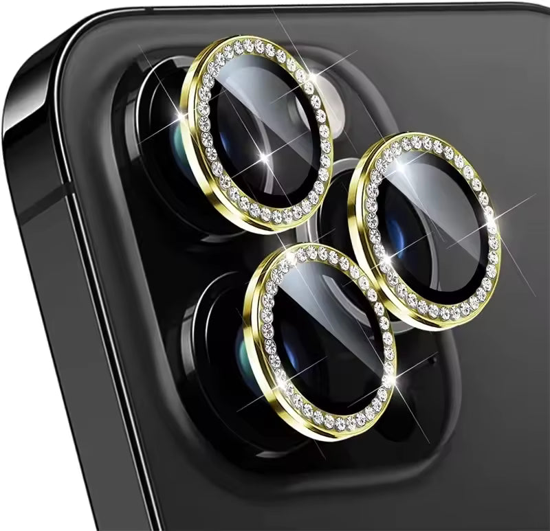 Original Stone Diamond Fancy Sapphire Glass Camera Lens Protector for iPhone 12 to 16 Pro Max – Premium 9H Tempered Glass, Anti-Scratch & Shockproof